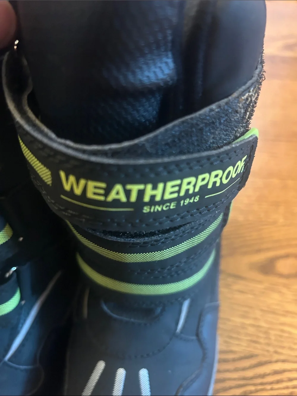 Weatherproof Kids Black and Lime Green Strap Winter Boots
